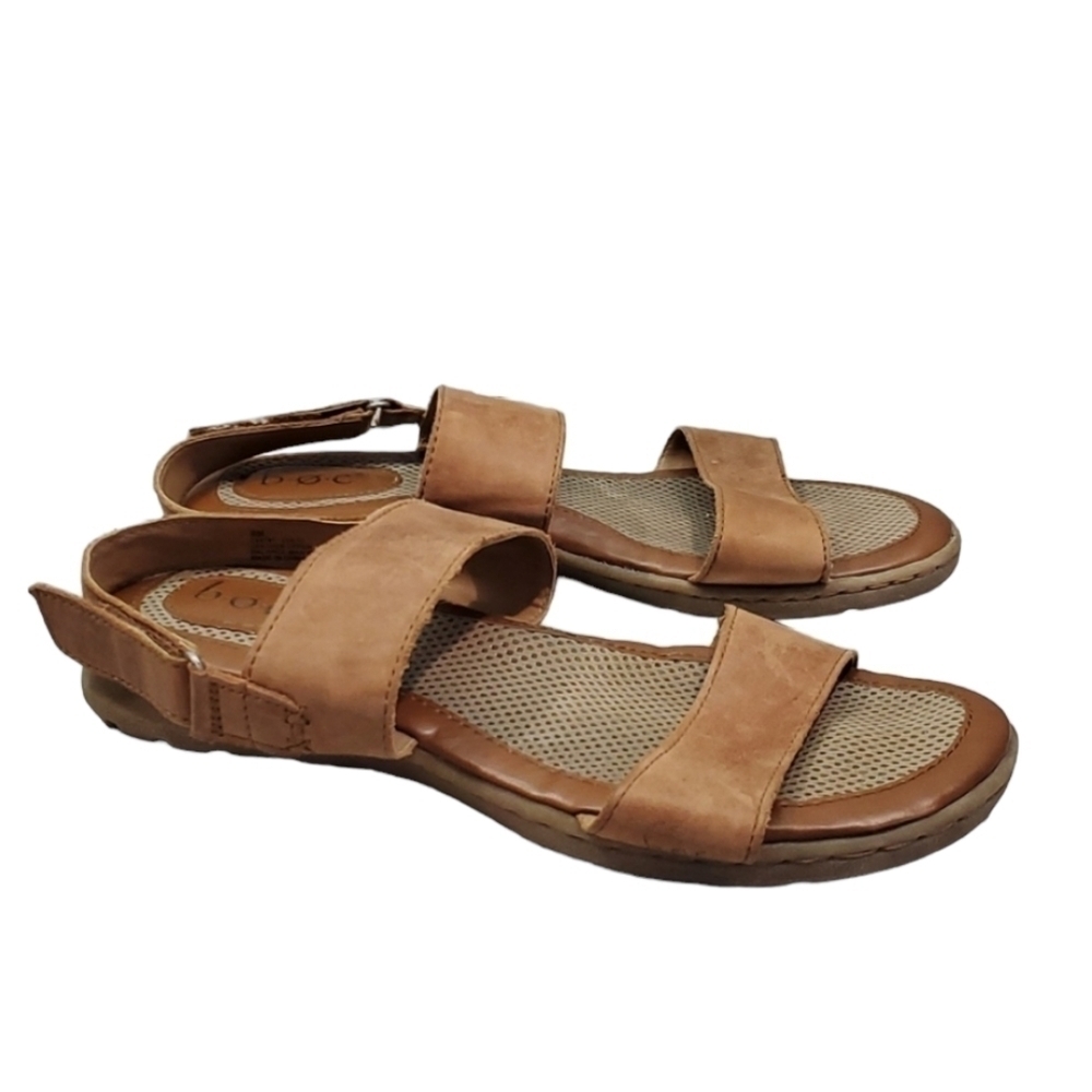 B.O.C Womens Comfort Leather Ankle Strap Sandals shoes sz 8M
